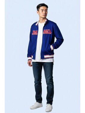PAN AM Jacket Unisex Size Medium blue zippered long sleeve Vintage